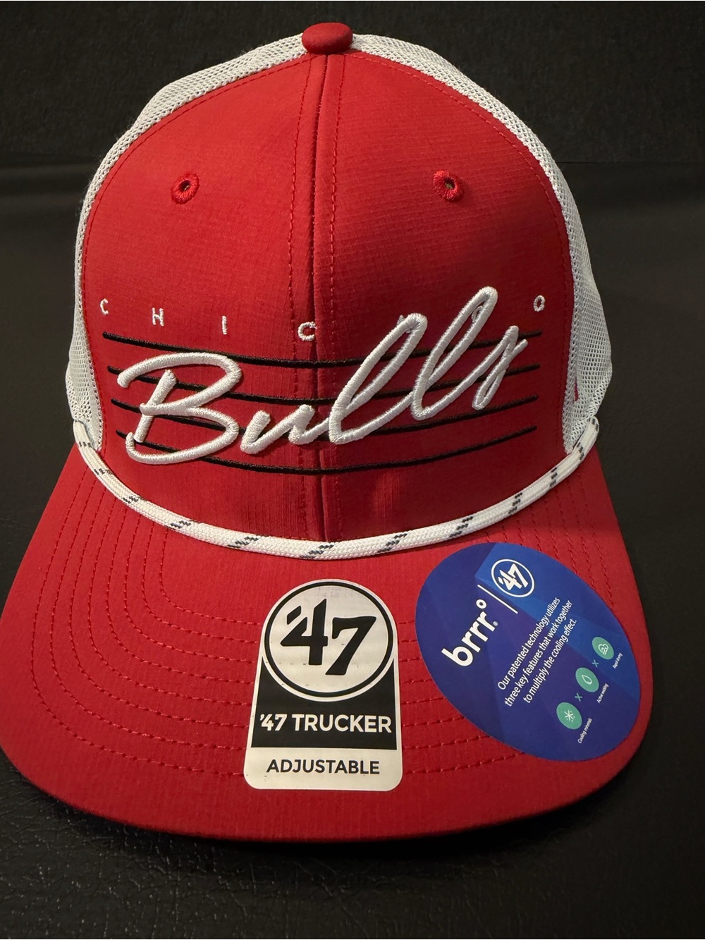 47 Chicago Bulls Red and White Trucker Hat with Script Logo